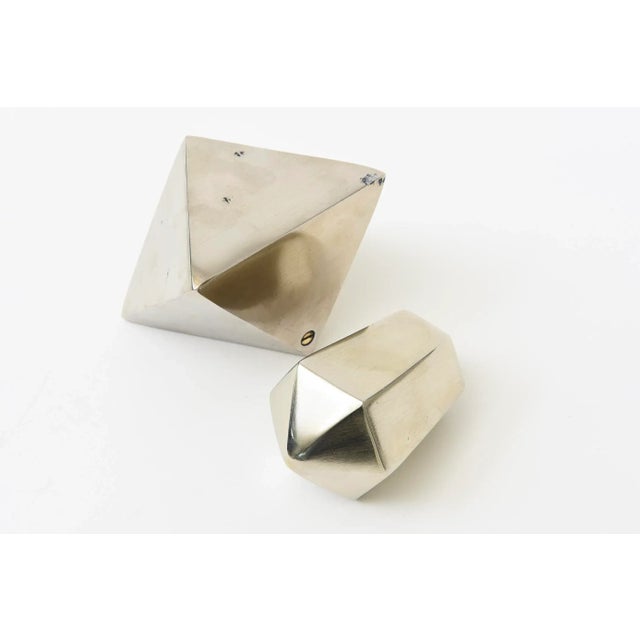 Vintage Two Brass and Nickel Sculptural Objects or Paperweights, 1960's For Sale - Image 4 of 12