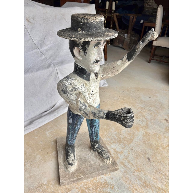 French Early 20th Century French Concrete Man Garden Statue For Sale - Image 3 of 12