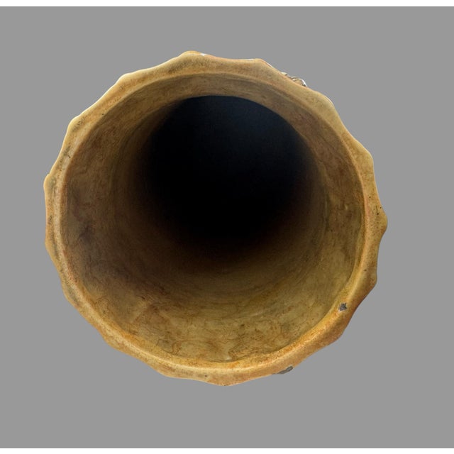 Antique Art Nouveau Austrian Teplitz Style Pottery Floor Vase 4 Footed 22” For Sale - Image 12 of 12