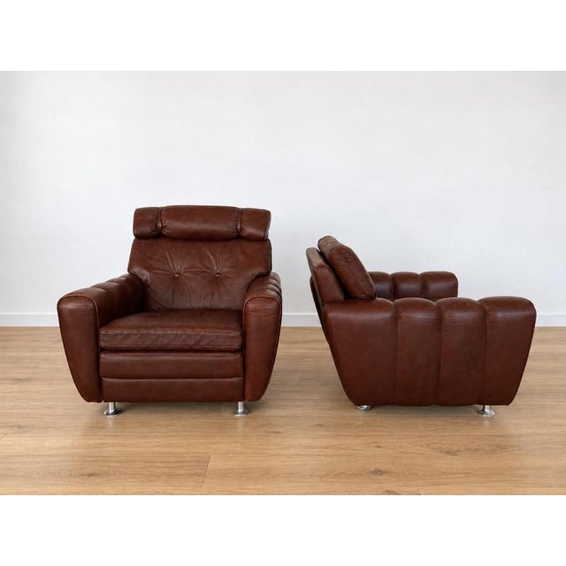 Vintage Burgundy Leather Lounge Chairs by Svend Skipper, Denmark For Sale - Image 4 of 11
