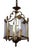 Spanish Brass and Glass 3-Light Chandelier, 1950s For Sale