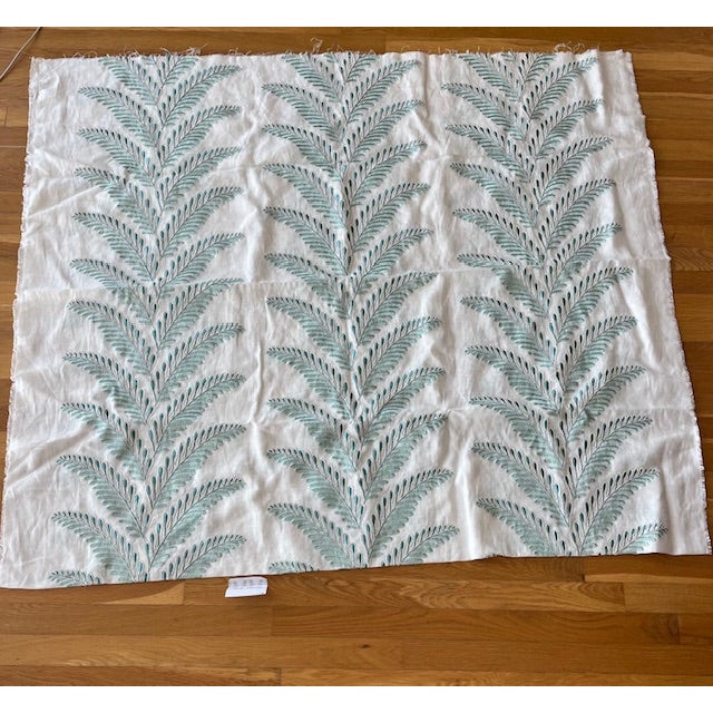 Aqua Brunschwig & Fil Fougere Embroidery Fabric - Aqua #8024109 - 13 2 Yds For Sale - Image 8 of 10