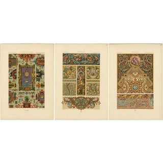 Albert Racinet, Three Monumental Renaissance Ornament Chromolithographs, 1873, Paper For Sale