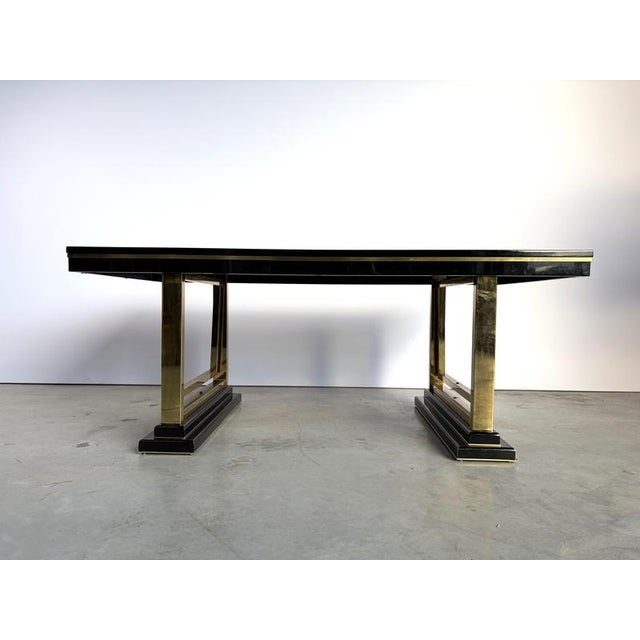 Vintage Lacquer and Brass Dining Table, 1970s For Sale - Image 9 of 12