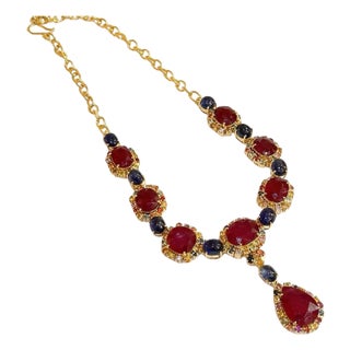 Bochic "Baroque" Ruby, Blue Sapphire & Multi Sapphire In 18K Gold and silver For Sale