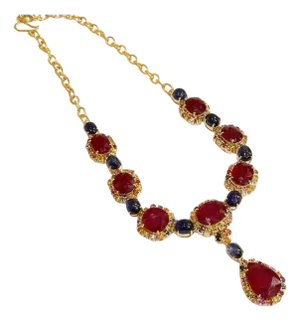 Bochic "Baroque" Ruby, Blue Sapphire & Multi Sapphire In 18K Gold and silver