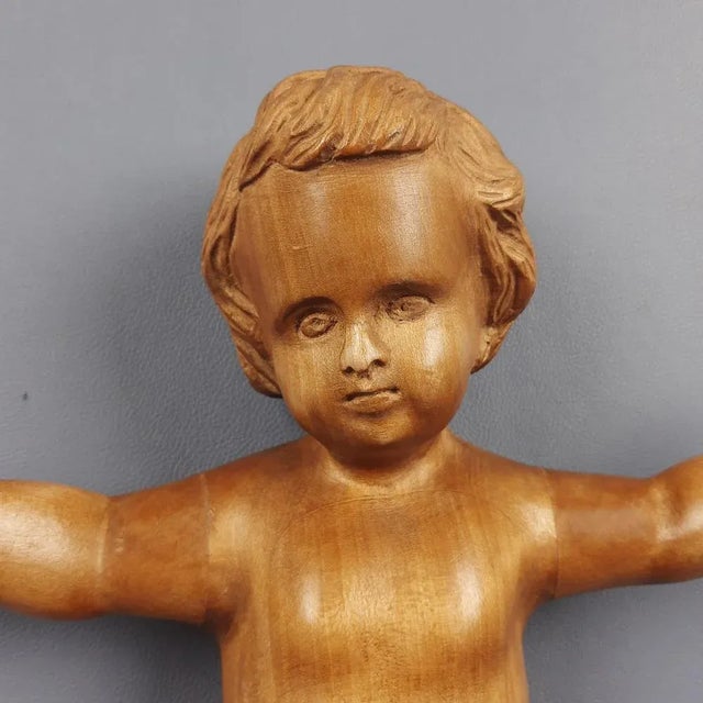 Handcrafted Carved Wood Sculpture of a Child, Italy, 20th Century For Sale - Image 10 of 18