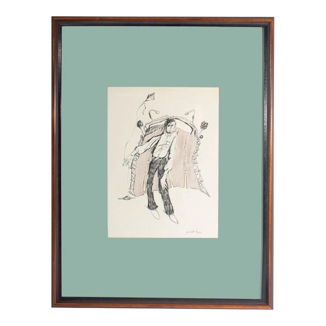 1969 Abstract Mixed Media Drawing Signed by James L. Bruch For Sale