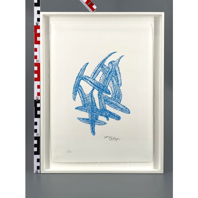 Mark Tobey, Composition in Blue, 1972, Lithograph on Paper, Framed For Sale - Image 10 of 11