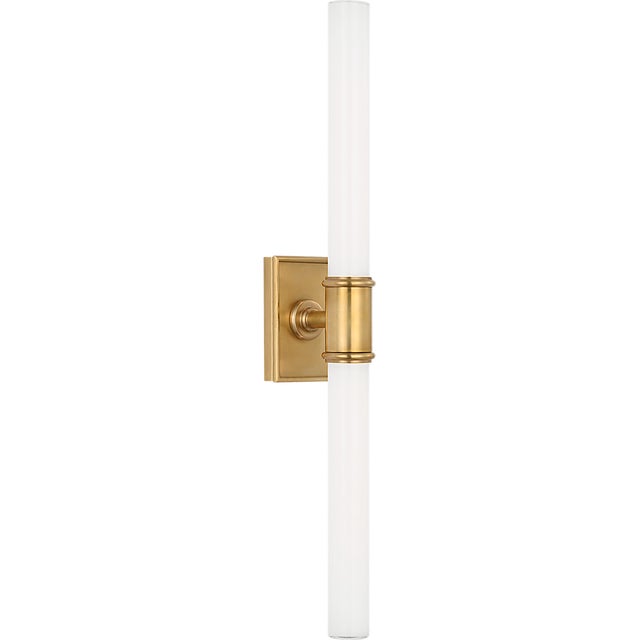 Owen 22" Double Bath Light in Antique-Burnished Brass with White Glass Designer: Chapman & Myers Finish: Antique-Burnished...