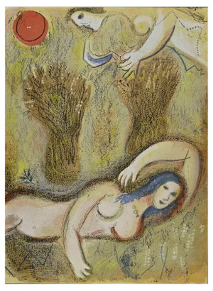 Marc Chagall, The Awakening of Boaz, Lithograph, 1960
