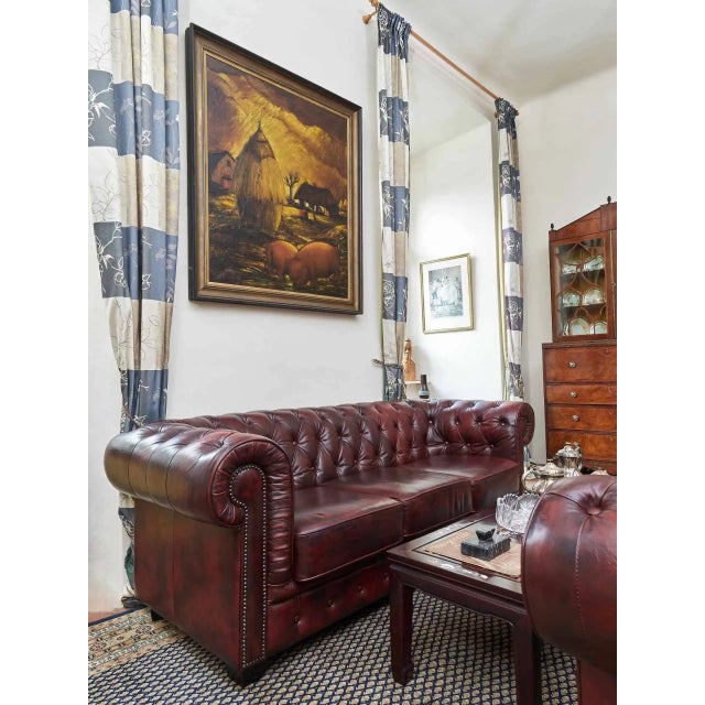 Chesterfield Sofa with Top Leather For Sale - Image 3 of 9