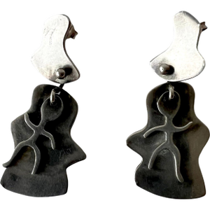 Jules Brenner Sterling Silver New York Modern Kinetic Dancer Pierced Earrings
