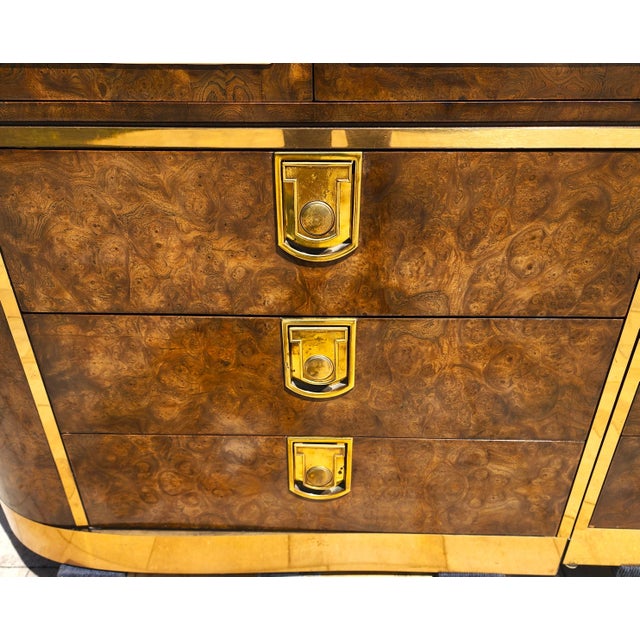 Mastercraft Burl & Brass Cabinets 3 Piece 1970s For Sale In Miami - Image 6 of 12