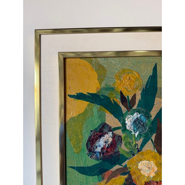 1980s Rhonda Mixed Media Floral Still Life Oil on Canvas Painting – Signed For Sale In Miami - Image 6 of 12