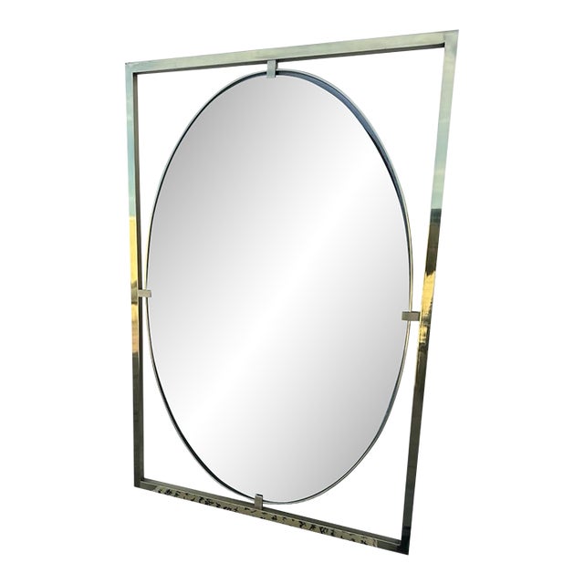 Mid Century Modern Brass Mirror For Sale