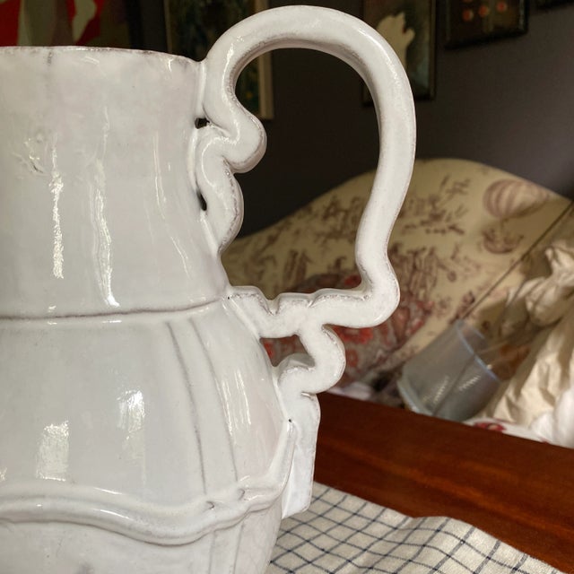 French Astierre De Villatte White Pitcher For Sale - Image 4 of 9