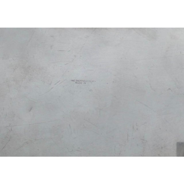 Sheffield plate serving tray, designed as a Georg Jensen pattern. The measurements are 18" by 11.2". Marked to the bottom...