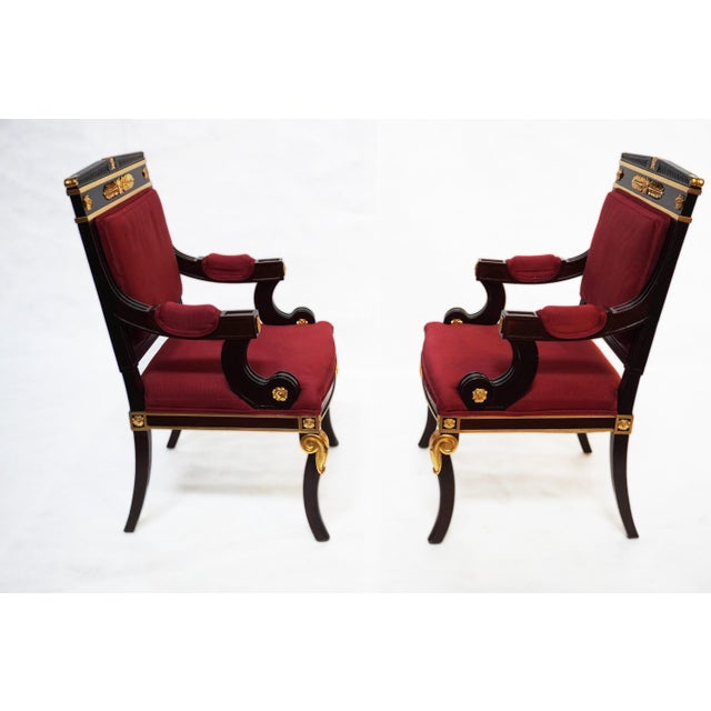 Mid 20th Century Empire Style Bench Chairs - Set of 2 For Sale - Image 4 of 7