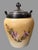 Antique Victorian Floral Decorated Art Glass Biscuit Jar with Silverplate Top In good original condition showing some...