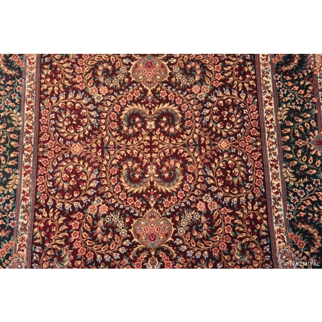 Nazmiyal Collection Floral Vintage Persian Silk Qum Runner Rug For Sale - Image 4 of 8