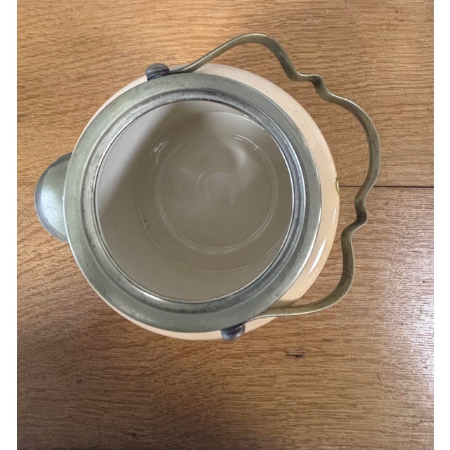 Metal Antique English Porcelain Biscuit Barrel For Sale - Image 7 of 8