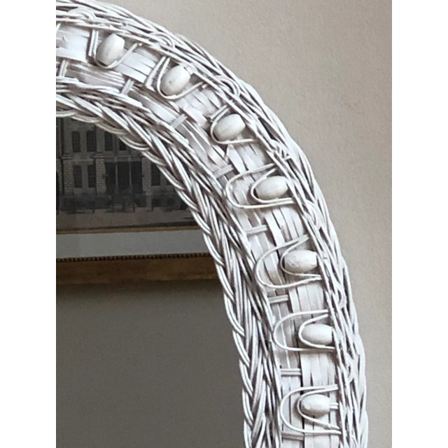 Vintage Boho White Wicker Mirror For Sale - Image 9 of 13