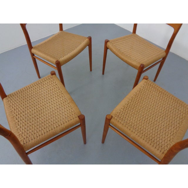 Model 75 Teak & Papercord Chairs by Niels Otto Møller for JL Møller, 1960s, Set of 4 For Sale - Image 15 of 18