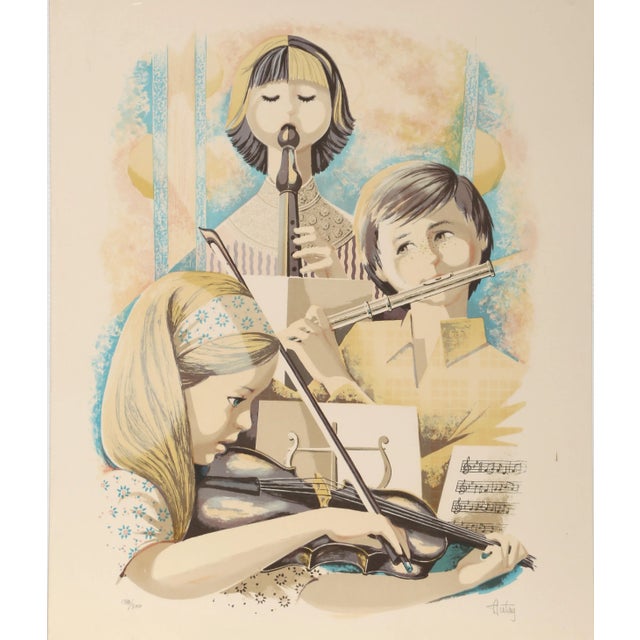 Figurative Late 20th Century Autay - Music Class Lithograph For Sale - Image 3 of 3