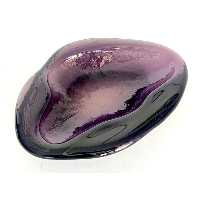 Glass Vintage 1950s Blenko Glass Free Form Amoeba Dish Designed by Winslow Anderson For Sale - Image 7 of 12