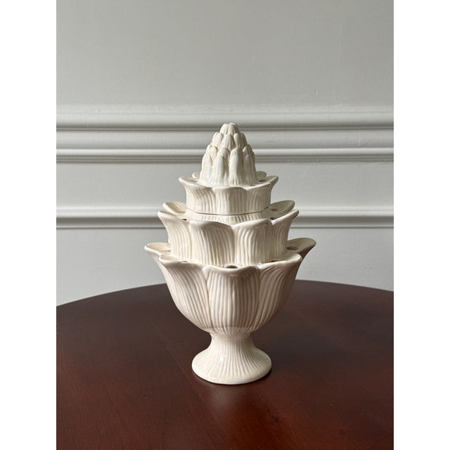 Contemporary White Ceramic Tulipiere Vase For Sale In Washington DC - Image 6 of 10