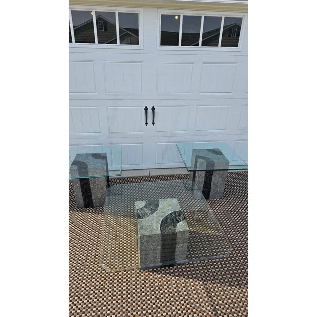 Gray 1980s Attributed Maitland-Smith Tessellated StoneTable Set For Sale - Image 8 of 18