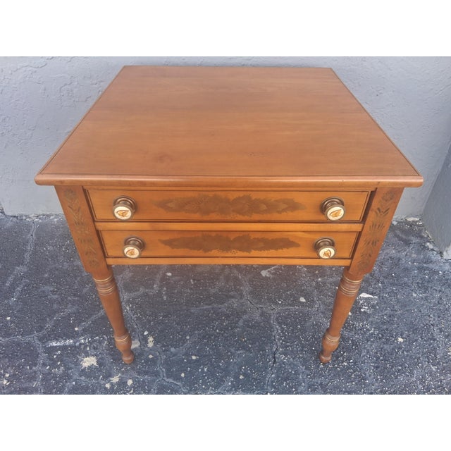 1950's Traditional Style 2 Drawer End Tables/ Nightstands by Lambert Hitchcock a - Pair For Sale - Image 4 of 12
