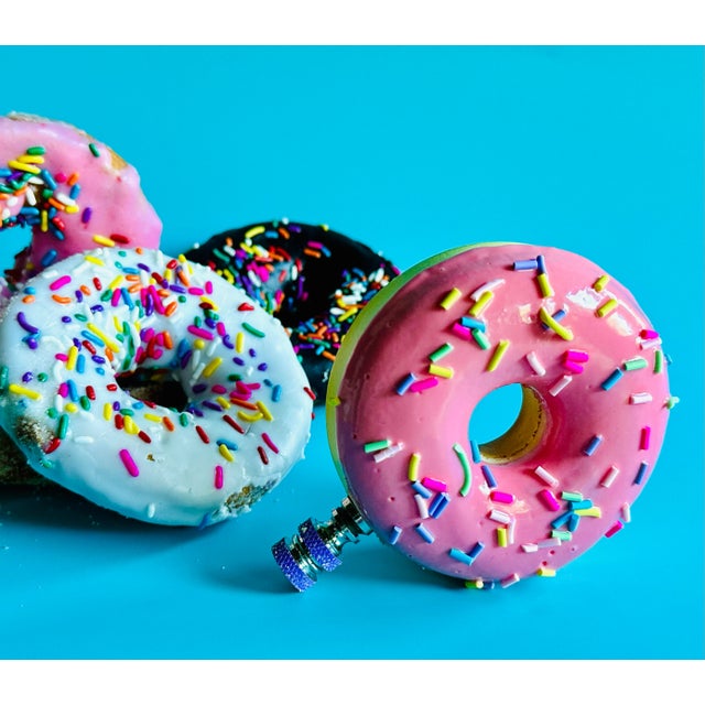 Donut Lamp Finial on Chrome Hardware For Sale In Madison - Image 6 of 6