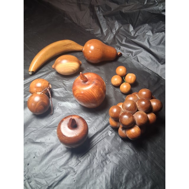 Brown Vintage Wooden Carved Fruit Decor - A Set For Sale - Image 8 of 10