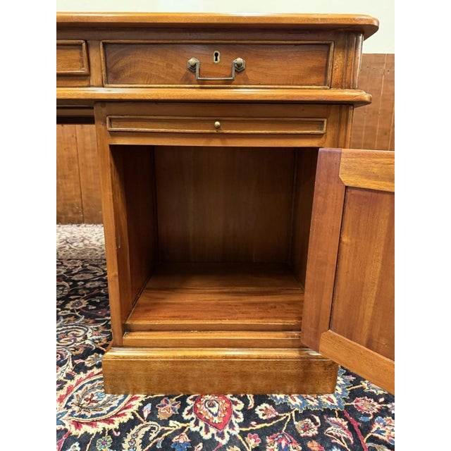 Large English Desk with Brown Leather For Sale - Image 15 of 18
