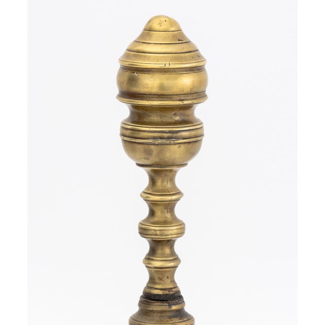 Traditional Federal Style Brass Andirons, Pair For Sale - Image 3 of 7