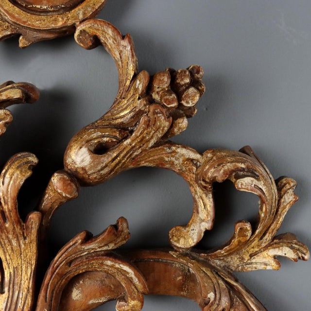 Wood Italian Wall Lamps in Lacquered Gilded Wood, Set of 2 For Sale - Image 7 of 8