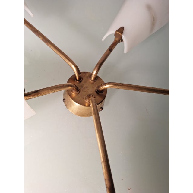 Gold Star-Shaped Wall Lamp in Brass and Acrylic Glass Lumen from Lumen Milano, 1950s For Sale - Image 8 of 10