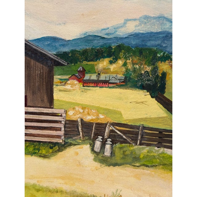Mid-Century American Oil Painting of Red Barn & Silo, Signed W. Grimshaw For Sale - Image 9 of 14