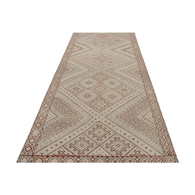 Traditional Beige Vintage Zayane Moroccan Kilim Rug With Geometric Pattern, From Rug & Kilim For Sale - Image 3 of 7