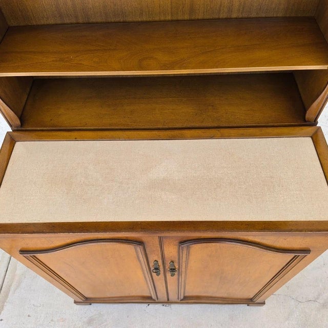 Brown 1930s Karges Country French Walnut Pullout Folding Service Bar For Sale - Image 8 of 18