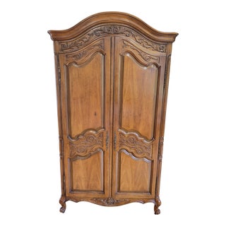 1970s White Furniture French Provincial Armoire For Sale