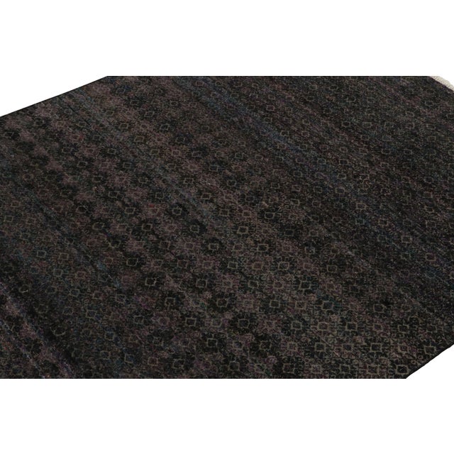 Contemporary Rug & Kilim’s Contemporary Rug in Black, Blue and Purple Geometric Patterns For Sale - Image 3 of 7