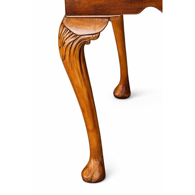 Late 19th Century Pair of Antique Georgian Style English Walnut Lowboys For Sale - Image 5 of 5