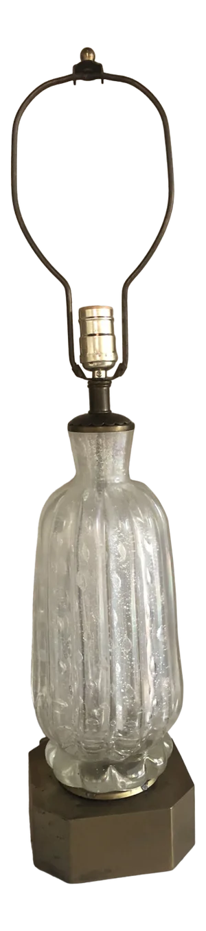 Mid-Century Murano Clear Glass Lamp Circa 1940