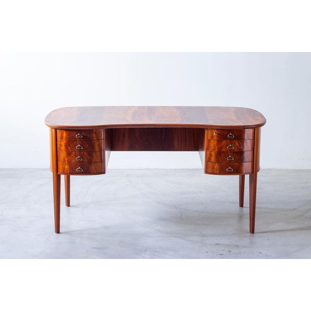 Swedish Modern Organic Desk in Mahogany, 1940s For Sale - Image 4 of 15