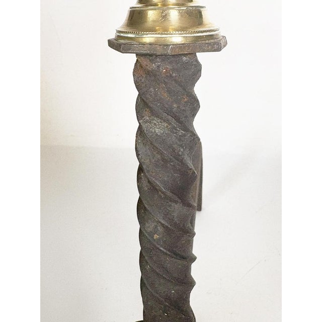 Andirons in Cast Iron and Brass, Black and Gold, France, 1960s, Set of 2 For Sale - Image 9 of 12