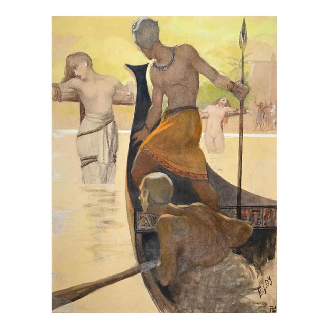 Erminio Loy, Study for Scenography, Watercolor, 1920s For Sale