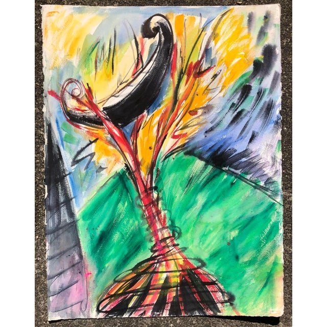 Abstract contemporary acrylic on heavy paper by Atlanta artist Adrienne Anderson (1949-2020). Anderson earned her MFA from...